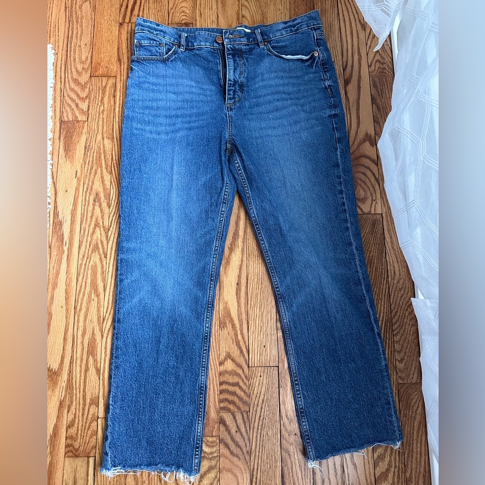 High Rise Fresh Cut Straight Crop Jeans in Authentic Dark Indigo Wash